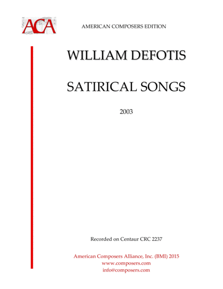 Defotis Satirical Songs Sheet Music