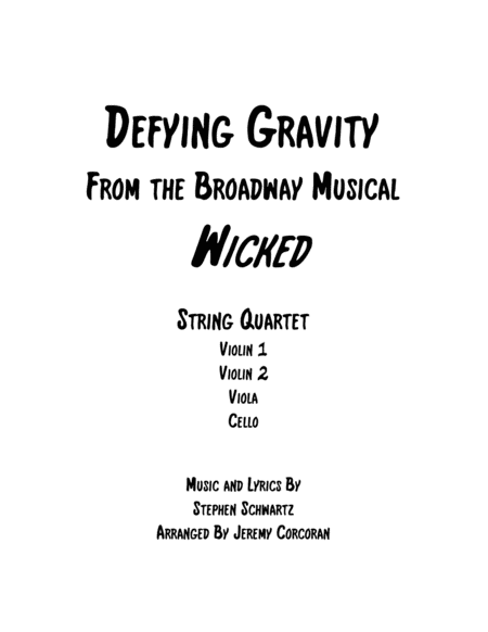 Defying Gravity For String Quartet Sheet Music