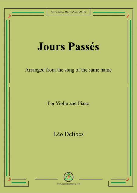 Free Sheet Music Delibes Jours Passs For Violin And Piano