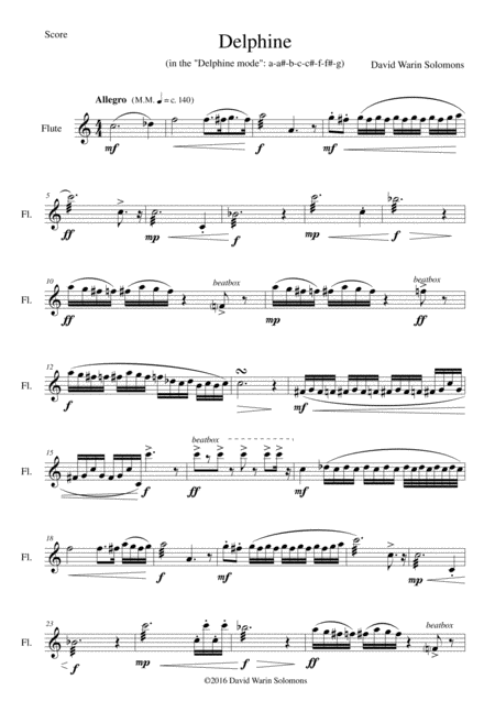 Free Sheet Music Delphine For Flute Solo