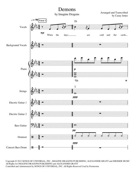 Free Sheet Music Demons For Piano And Rock Band