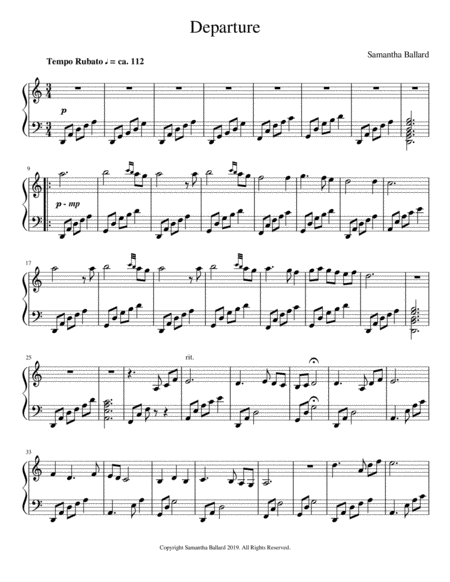 Departure Harp Solo Sheet Music