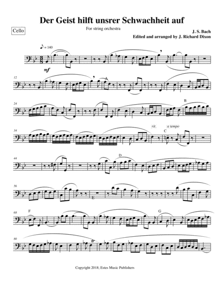 Der Geist Cello Part Sheet Music