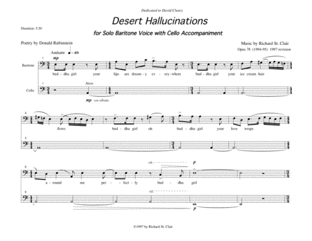 Desert Hallucinations For Baritone Solo And Cello Sheet Music