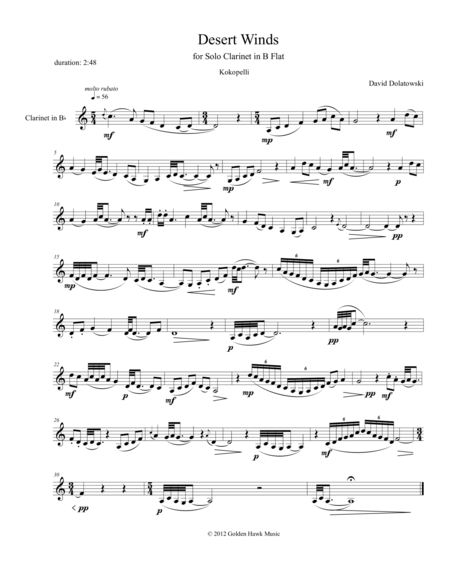 Free Sheet Music Desert Winds Kokopelli