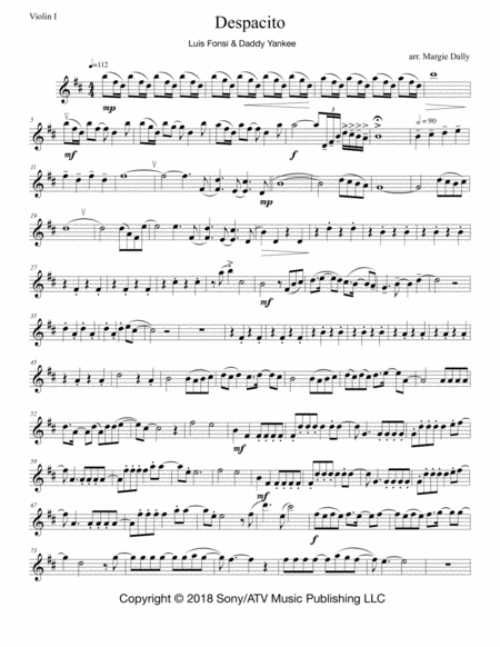 Despacito For String Quartet Sheet Music