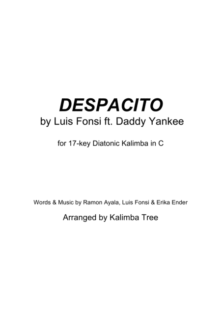 Despacito Kalimba Tablature Sheet Music