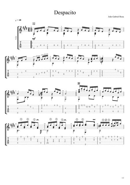 Free Sheet Music Despacito Tab