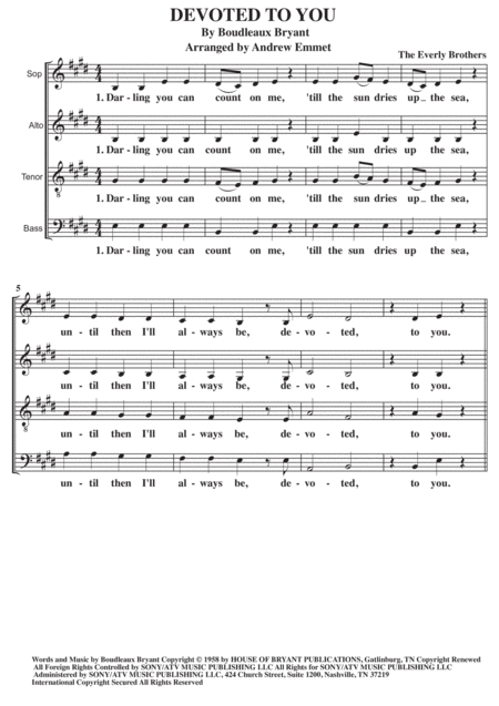 Devoted To You A Cappella Sheet Music