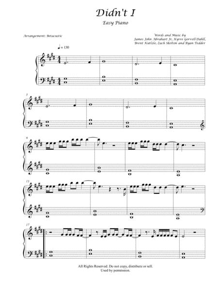 Didnt I Onerepublic Sheet Music Easy Piano Sheet Music