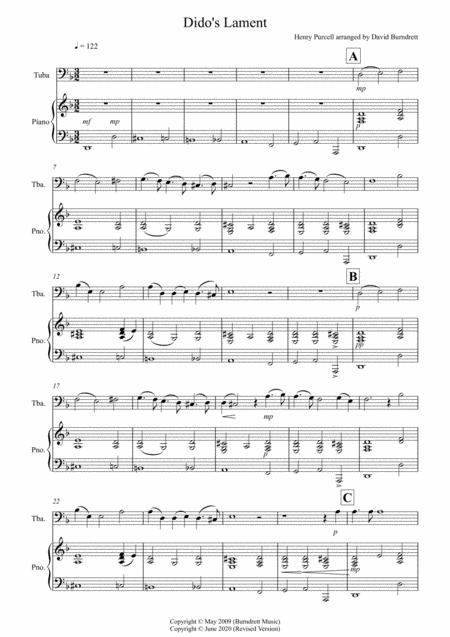 Didos Lament For Tuba And Piano Sheet Music