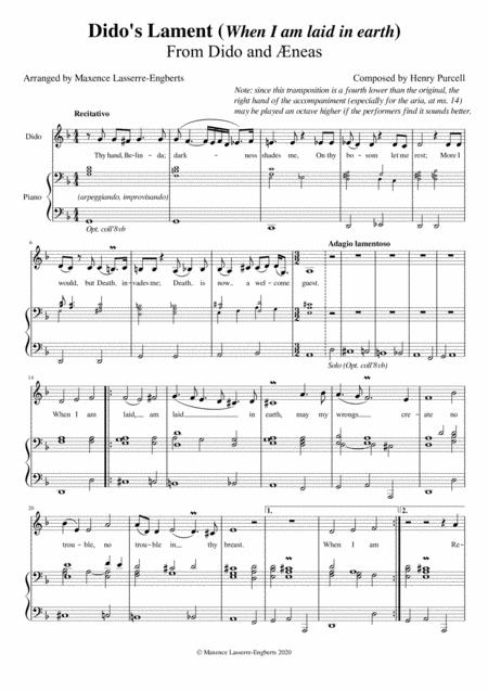 Didos Lament Low Voice Key Dm Sheet Music