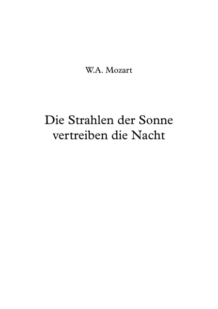 Die Strahlen Der Sonne Vertreiben Die Nacht W A Mozart Sheet Music