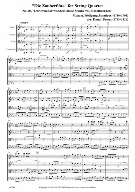 Free Sheet Music Die Zauberflte For String Quartet No 10 Der Welcher Wandert Diese Strae Voll Beschwerden