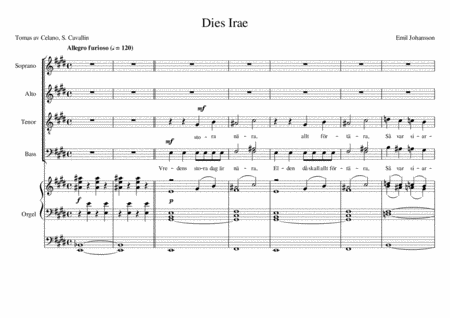 Free Sheet Music Dies Irae For Satb And Organ