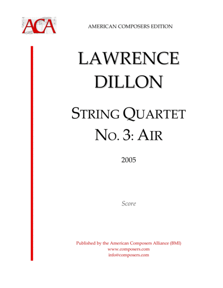 Dillon String Quartet No 3 Air Sheet Music