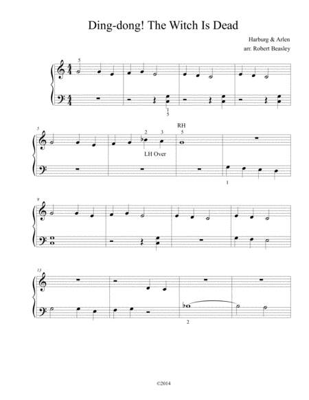 Free Sheet Music Ding Dong The Witch Is Dead Easy Piano