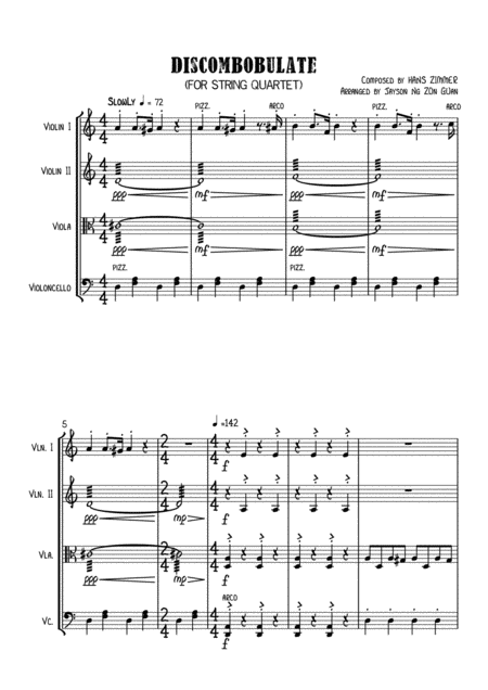 Discombobulate String Ensemble Arrangement Sheet Music