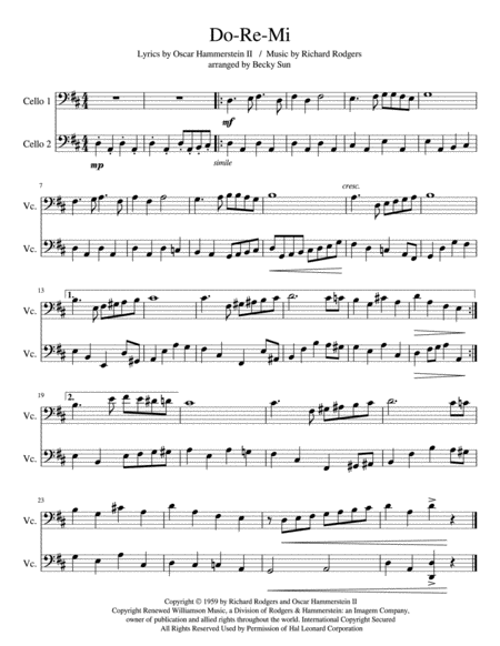 Free Sheet Music Do Re Mi Cello Duet