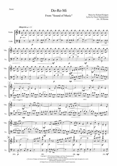 Do Re Mi For String Duet Violin Cello Sheet Music