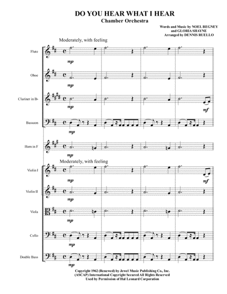 Free Sheet Music Do You Hear What I Hear Chamber Orchestra 2018 Holiday Contest Entry