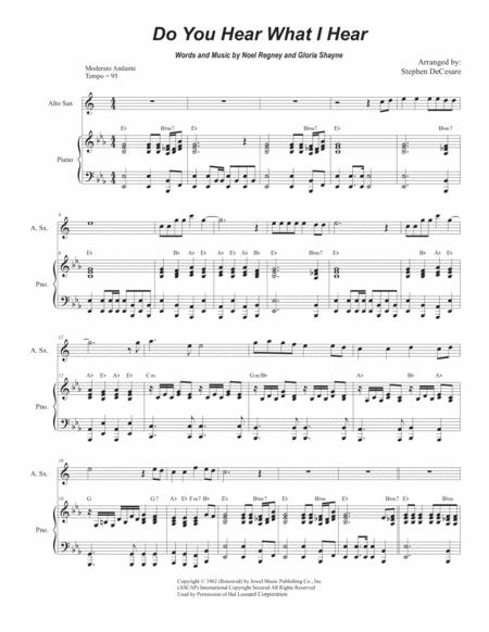 Free Sheet Music Do You Hear What I Hear For Alto Saxophone And Piano