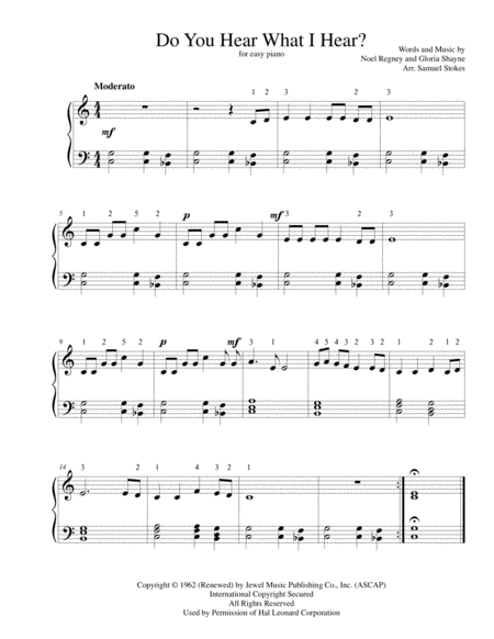 Free Sheet Music Do You Hear What I Hear For Easy Piano