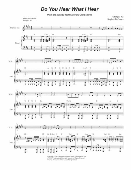 Free Sheet Music Do You Hear What I Hear For Soprano Saxophone And Piano