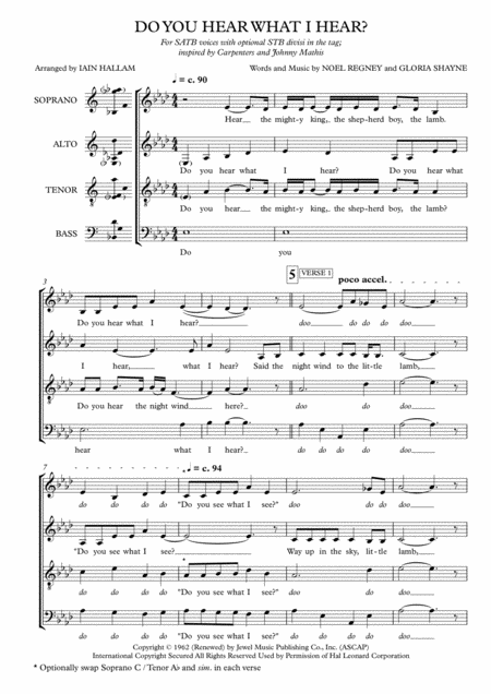 Do You Hear What I Hear Satb A Cappella Sheet Music