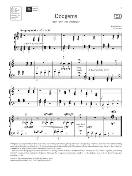 Dodgems Grade Initial List C1 From The Abrsm Piano Syllabus 2021 2022 Sheet Music