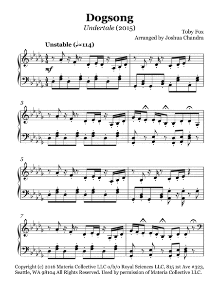 Dogsong From Undertale Sheet Music