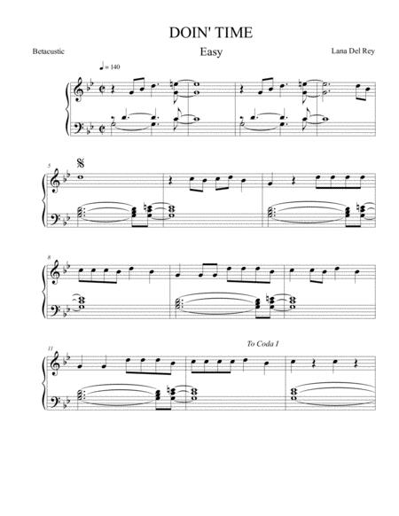 Doin Time Lana Del Rey Sheet Music Easy Piano Sheet Music