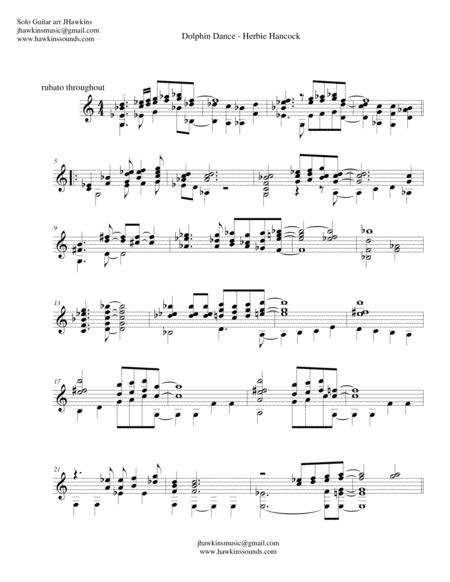 Dolphin Dance Jazz Guitar Chord Solo Sheet Music