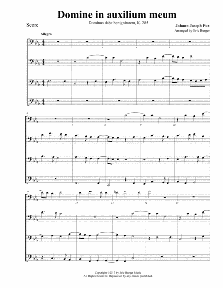 Free Sheet Music Domine In Auxilium Meum For Trombone Or Low Brass Quartet