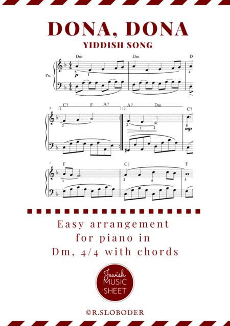 Free Sheet Music Dona Dona Easy Piano Arrangement Of Yiddish Song