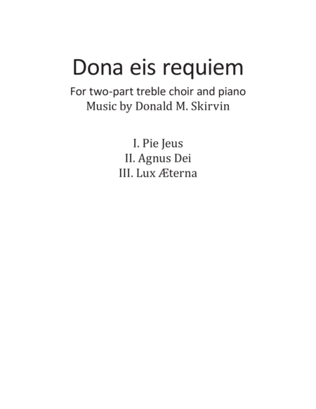 Free Sheet Music Dona Eis Requiem Two Part Sa Or Treble Voices