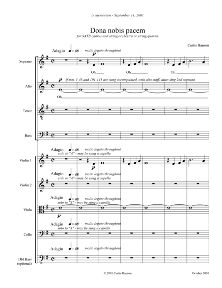 Dona Nobis Pacem Satb Full Score Sheet Music