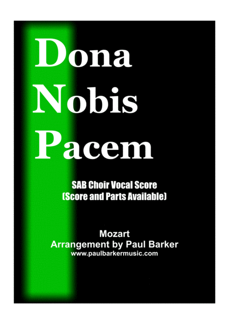Free Sheet Music Dona Nobis Pacem Vocal Score