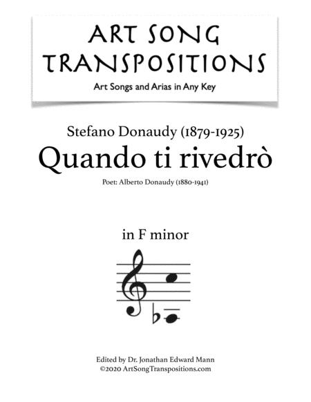 Donaudy Quando Ti Rivedr Transposed To F Minor Sheet Music