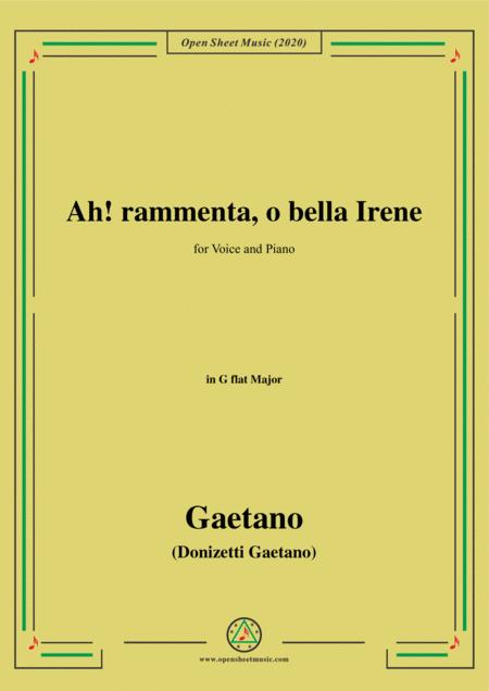 Donizetti Ah Rammenta O Bella Irene In G Flat Major For Voice And Piano Sheet Music