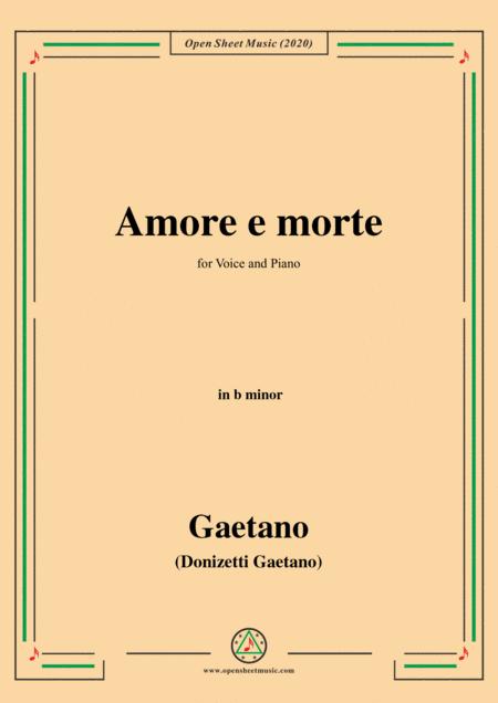 Donizetti Amore E Morte In B Minor For Voice And Piano Sheet Music