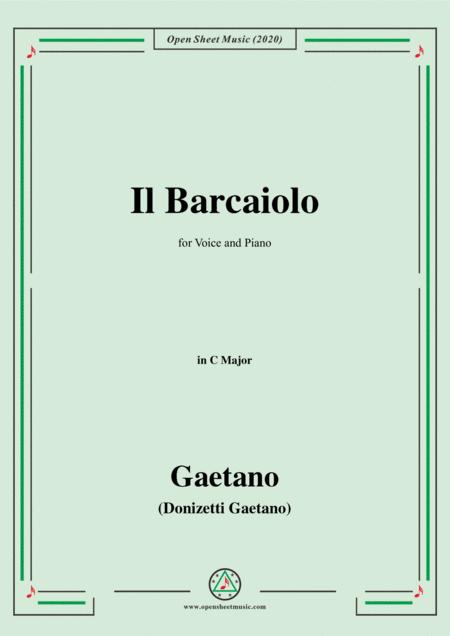 Donizetti Il Barcaiolo In C Major For Voice And Piano Sheet Music