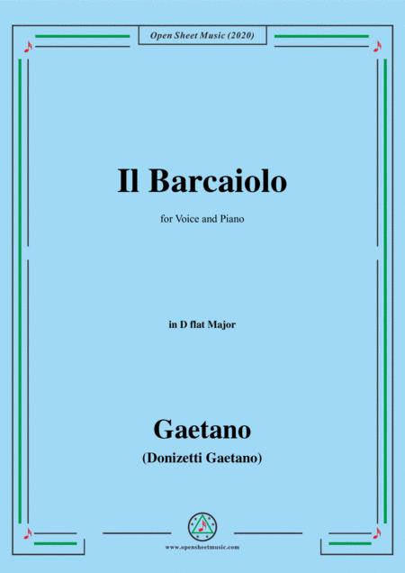 Donizetti Il Barcaiolo In D Flat Major For Voice And Piano Sheet Music