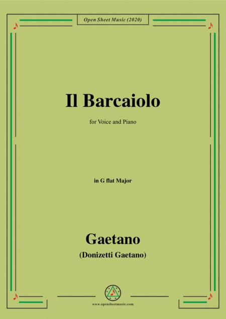 Donizetti Il Barcaiolo In G Flat Major For Voice And Piano Sheet Music