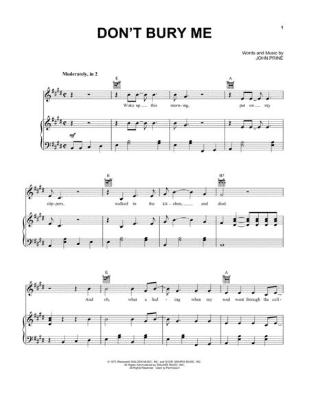 Dont Bury Me Sheet Music