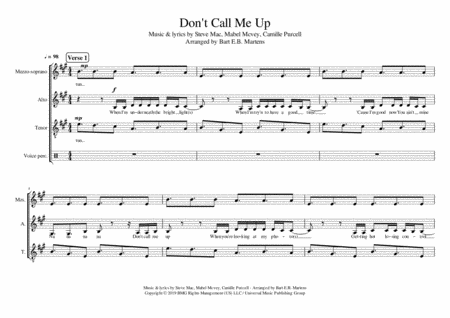 Free Sheet Music Dont Call Me Up