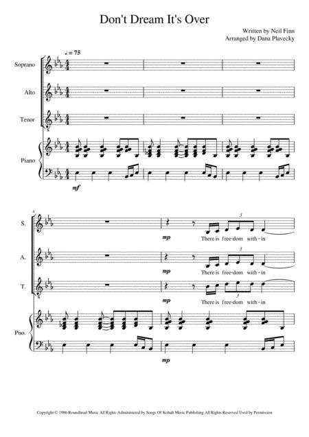 Free Sheet Music Dont Dream It Over