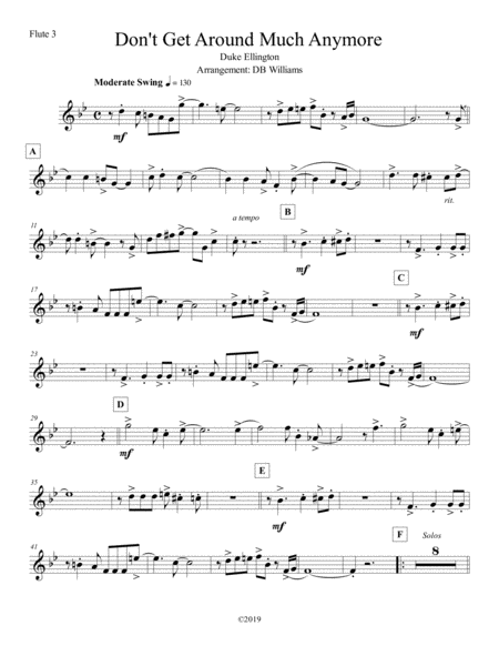 Free Sheet Music Dont Get Around Much Anymore Flute 3