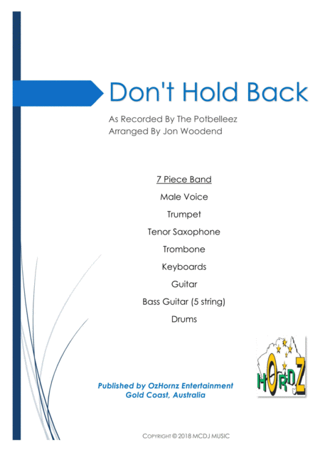 Free Sheet Music Dont Hold Back 7 Piece Chart