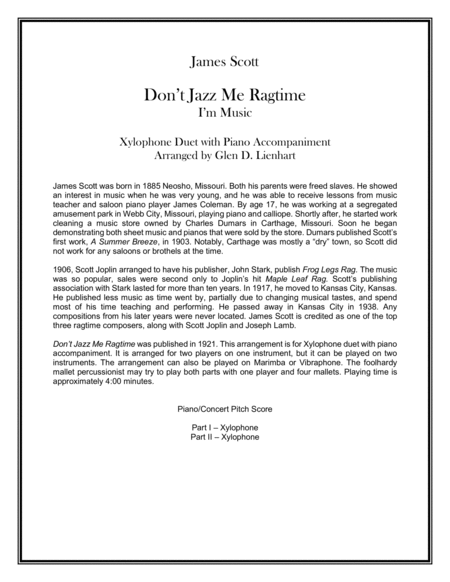 Free Sheet Music Dont Jazz Me Ragtime